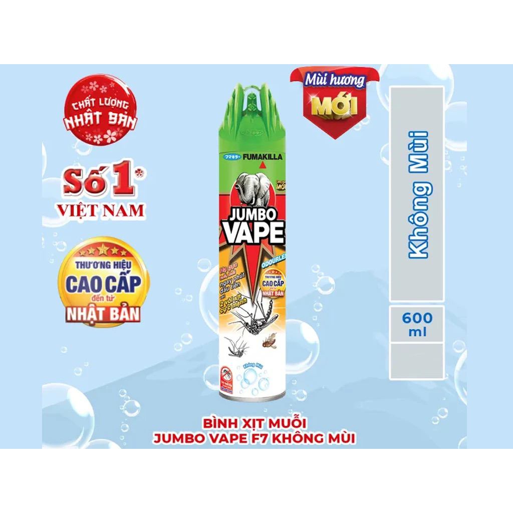 Bình xịt muỗi Jumbo Vape F7 không mùi 600ml