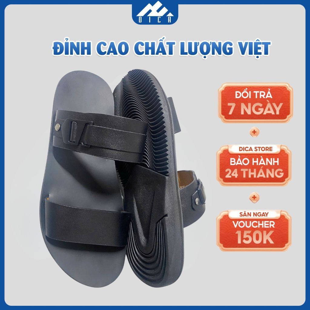 Dép Quai Ngang Nam DICA, Da Microfiber, Màu Đen, Kiểu Dáng Trẻ Trung, Đế Cao Su Siêu Bền, Mẫu Mới Ho