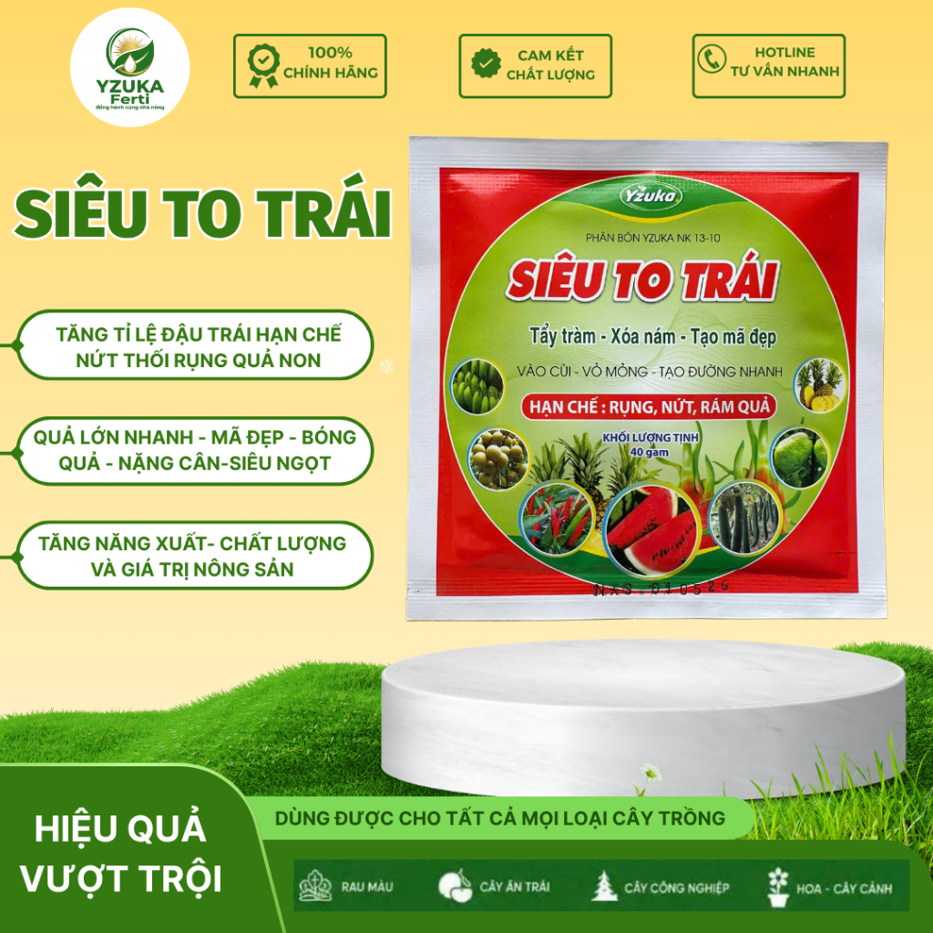 Phân Bón Lá Siêu To Trái NPK YZUKA Ferti - To Quả, Quả Lớn Nhanh, Đẹp Mã, Hạn Chế Rụng Quả Non, Hỗ T