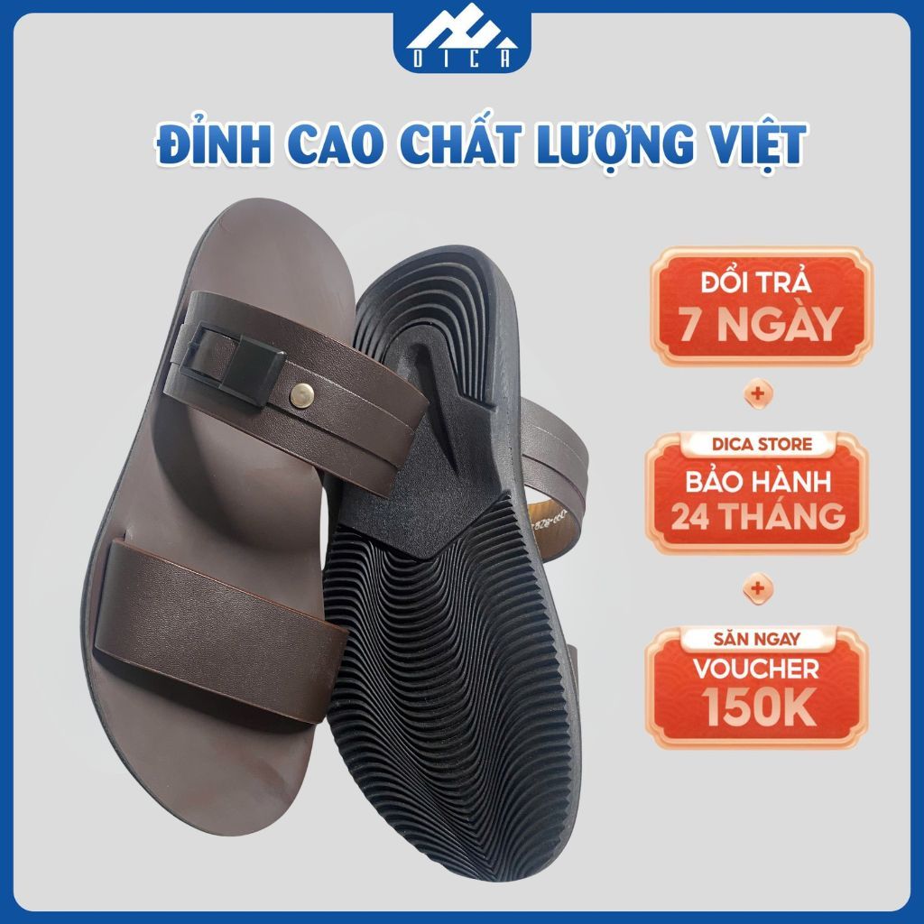 Dép Quai Ngang Nam DICA, Da Microfiber, Màu Nâu, Phong Cách Trẻ Trung, Đế Cao Su Siêu Bền, Mẫu Mới H