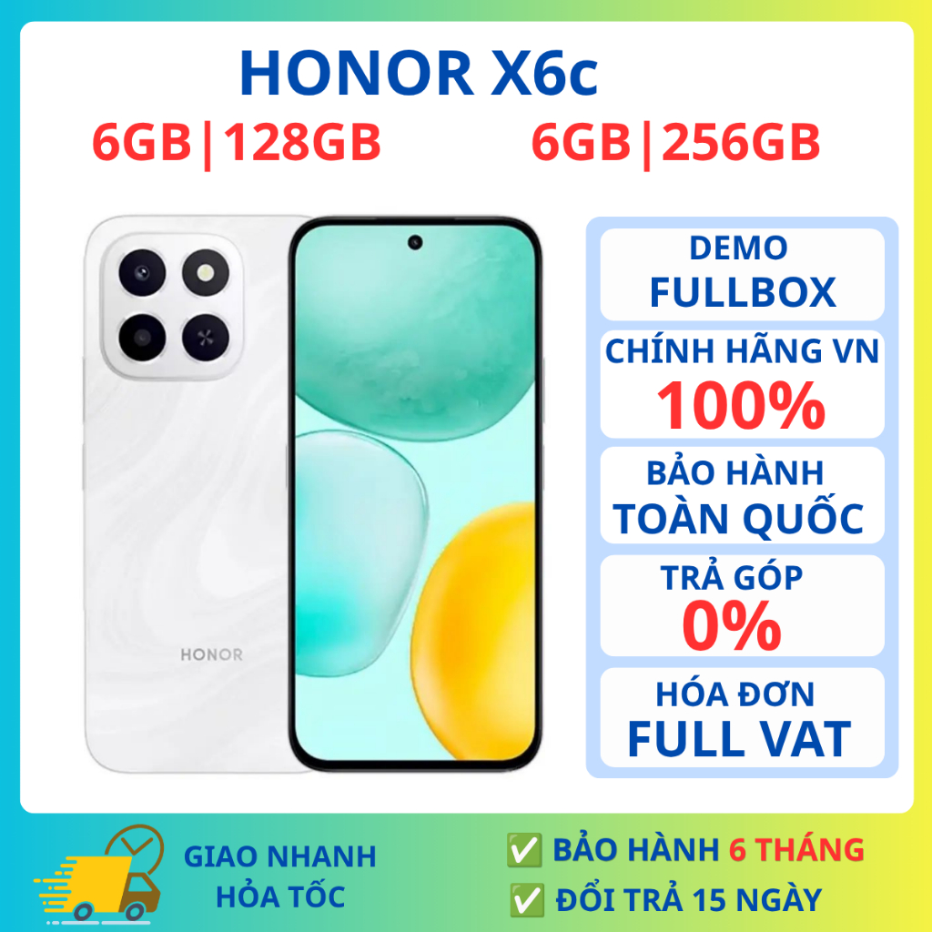 Điện Thoại Honor X6c 6GB 128-256GB Chính Hãng Camera 50Mp Pin 5300 Fullbox Demo