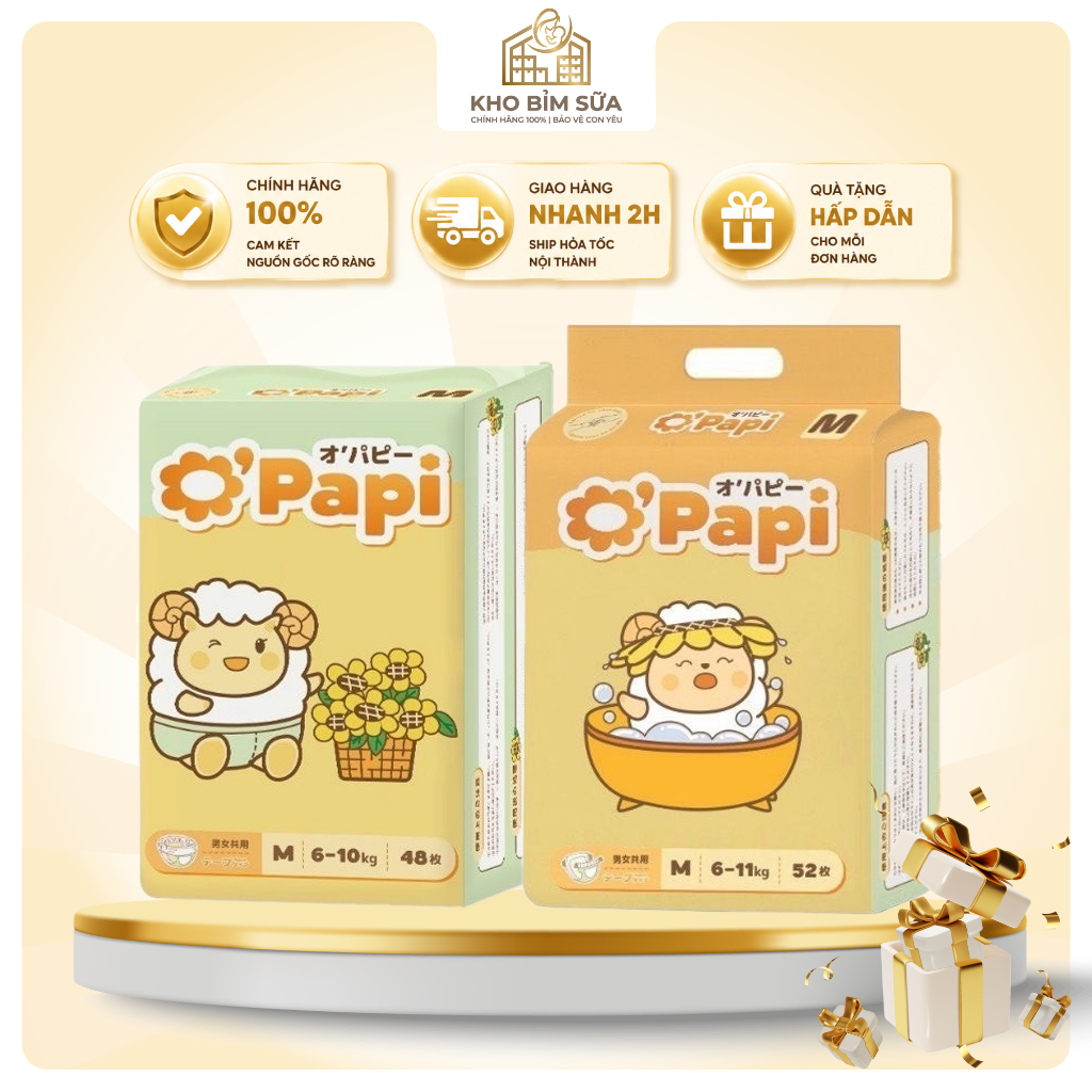 Bỉm Opapi Nội Địa Nhật Bản Siêu Mỏng Thoáng Khí – Bỉm Quần/Dán Cho Bé NB–XXL Thấm Hút Tốt, Mềm Mại