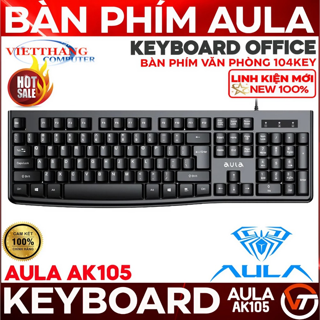 Bàn phím Có dây Văn Phòng Aula AK105 chuyên văn phòng New 100%