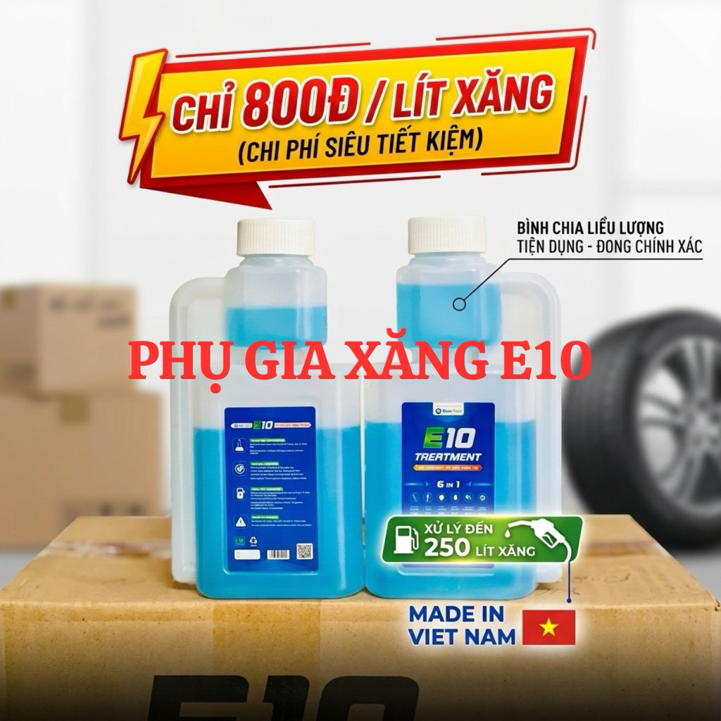 Phụ gia xăng E10 BLUEMAX E10 Treatment ổn định nhiên liệu vệ sinh kim phun xupap buồng đốt