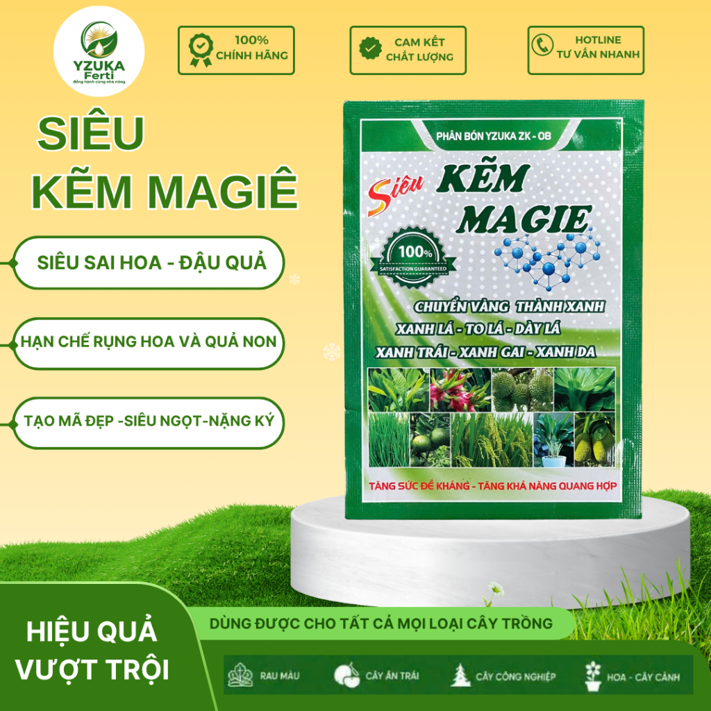 Phân Bón Lá Siêu Magie Kẽm Chelate YZUKA Ferti - Xanh Lá, To Lá, Hỗ Trợ Khắc Phục Vàng Lá, Tăng Đậu 