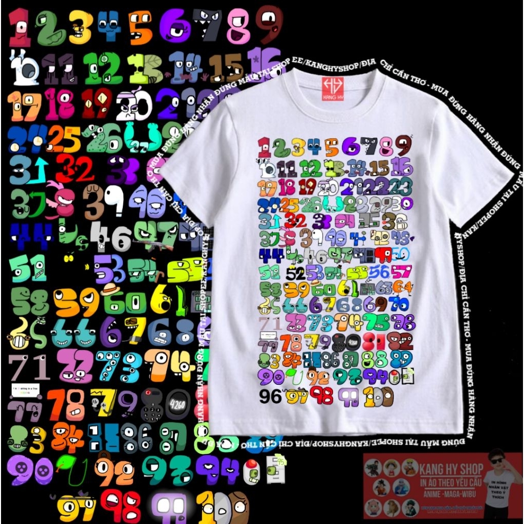 Áo Thun In Hình Alphabet New Number lore 1-100 dành cho bé trai bé gái yêu thích F1020