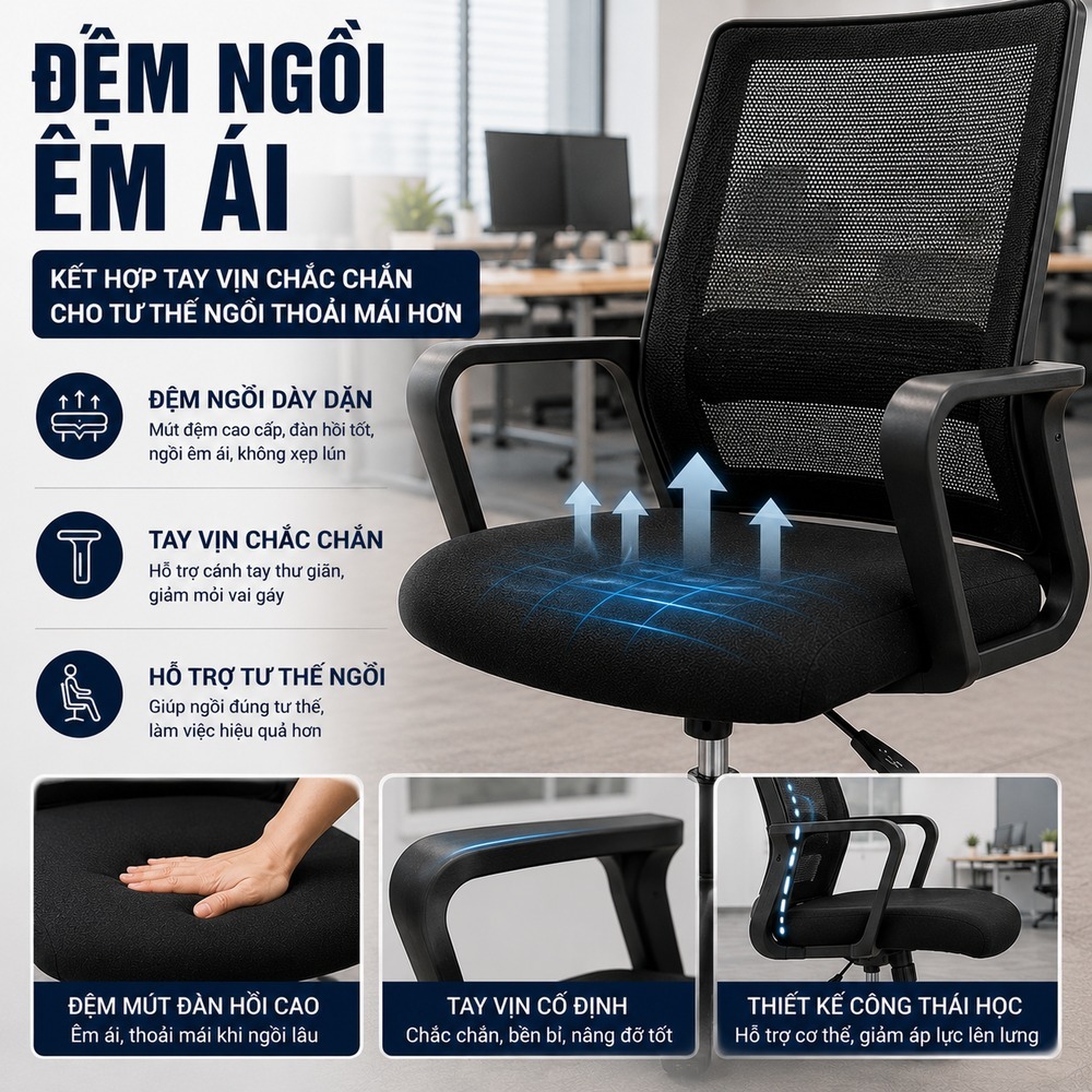 Ghế văn phòng|AetheraHome|thiết kế ghế lưới cao cấp| xoay 360 độ ghế|thích hợp học tập và làm việc | BigBuy360 - bigbuy360.vn