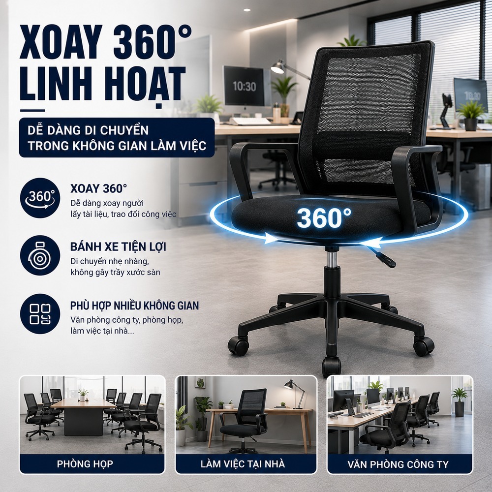 Ghế văn phòng|AetheraHome|thiết kế ghế lưới cao cấp| xoay 360 độ ghế|thích hợp học tập và làm việc | BigBuy360 - bigbuy360.vn