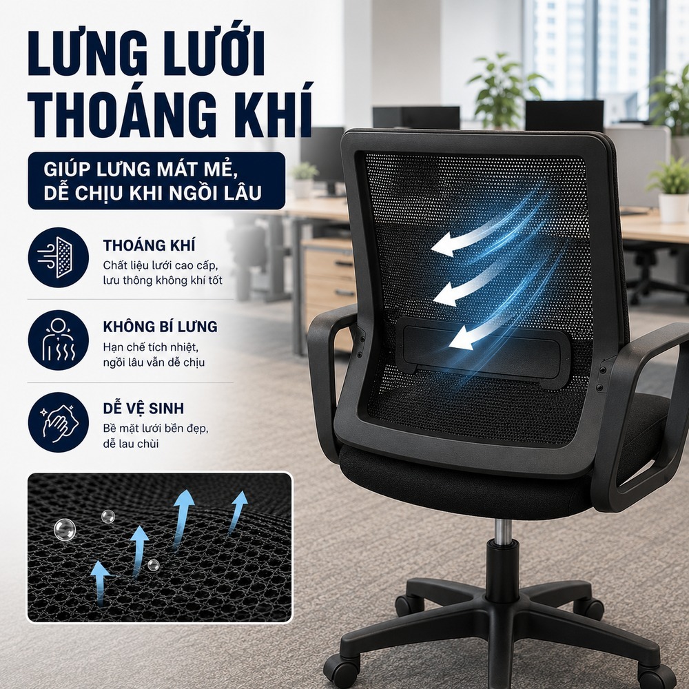 Ghế văn phòng|AetheraHome|thiết kế ghế lưới cao cấp| xoay 360 độ ghế|thích hợp học tập và làm việc | BigBuy360 - bigbuy360.vn