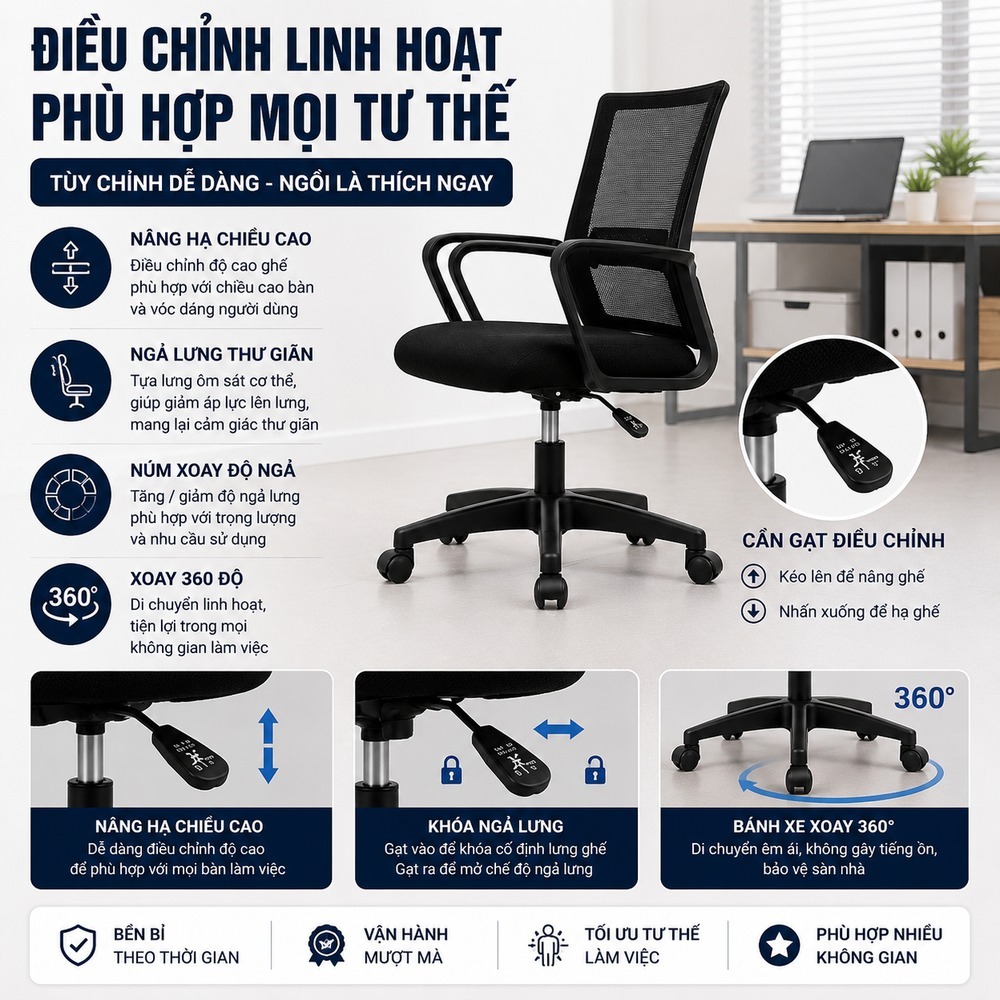 Ghế văn phòng|AetheraHome|thiết kế ghế lưới cao cấp| xoay 360 độ ghế|thích hợp học tập và làm việc | BigBuy360 - bigbuy360.vn