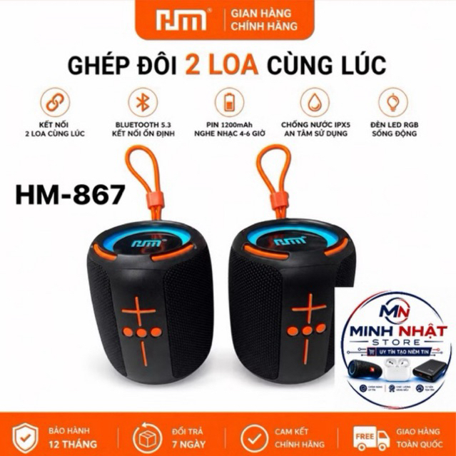 Loa bluetooth HM-867 / HM-805 Phiên Bản 2026 Có TWS Kết Nối 2 Loa Làm 1,Kháng Nước IPX6,Kết Nối Blue