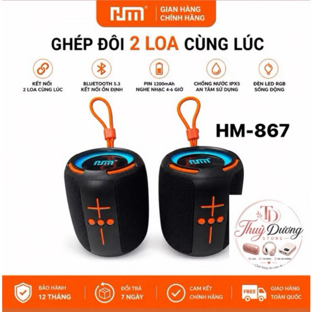Loa bluetooth HM-867 / HM 831 / HM-837 / HM-864 / HM-805 Phiên Bản 2026 Có TWS Kết Nối 2 Loa Làm 1,K