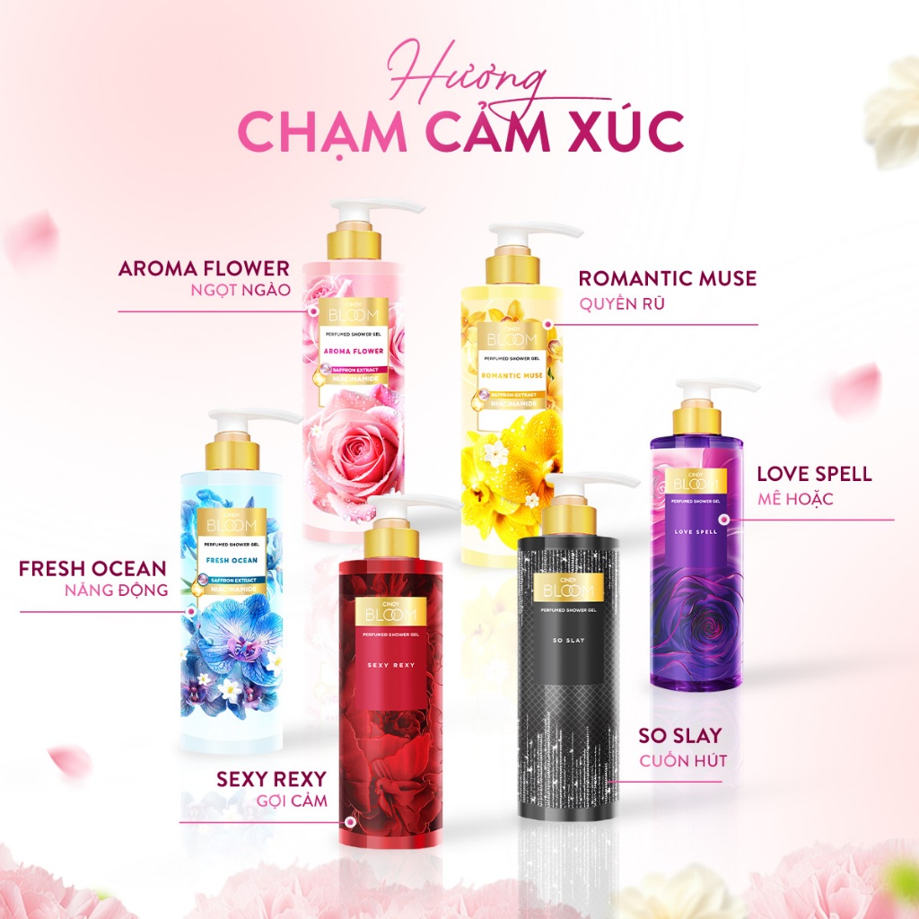 Sữa Tắm Nước Hoa CINDY BLOOM Hương Thơm Ngọt Ngào, Nữ Tính, Làm Sạch Dịu Nhẹ Chai 640g