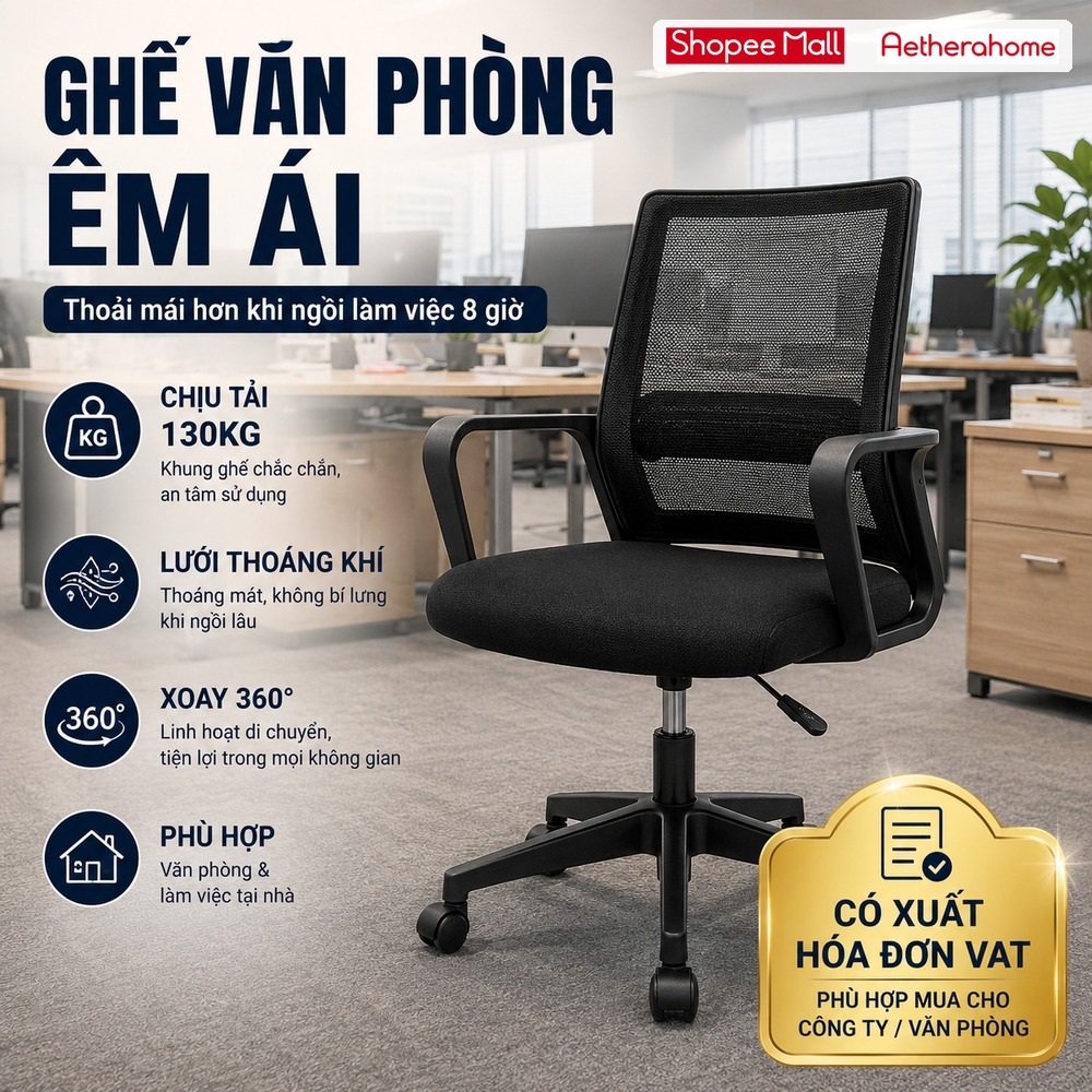 Ghế văn phòng|AetheraHome|thiết kế ghế lưới cao cấp| xoay 360 độ ghế|thích hợp học tập và làm việc | BigBuy360 - bigbuy360.vn