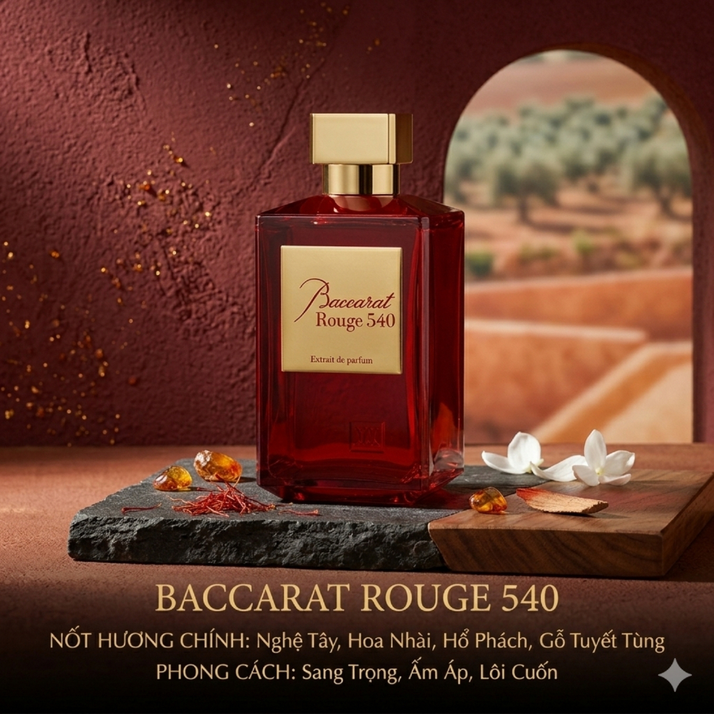 Nước hoa unisex Baccarat Rouge 540 (MFK540 Đỏ). Mùi hương sang trọng, tinh tế, hiện đại.