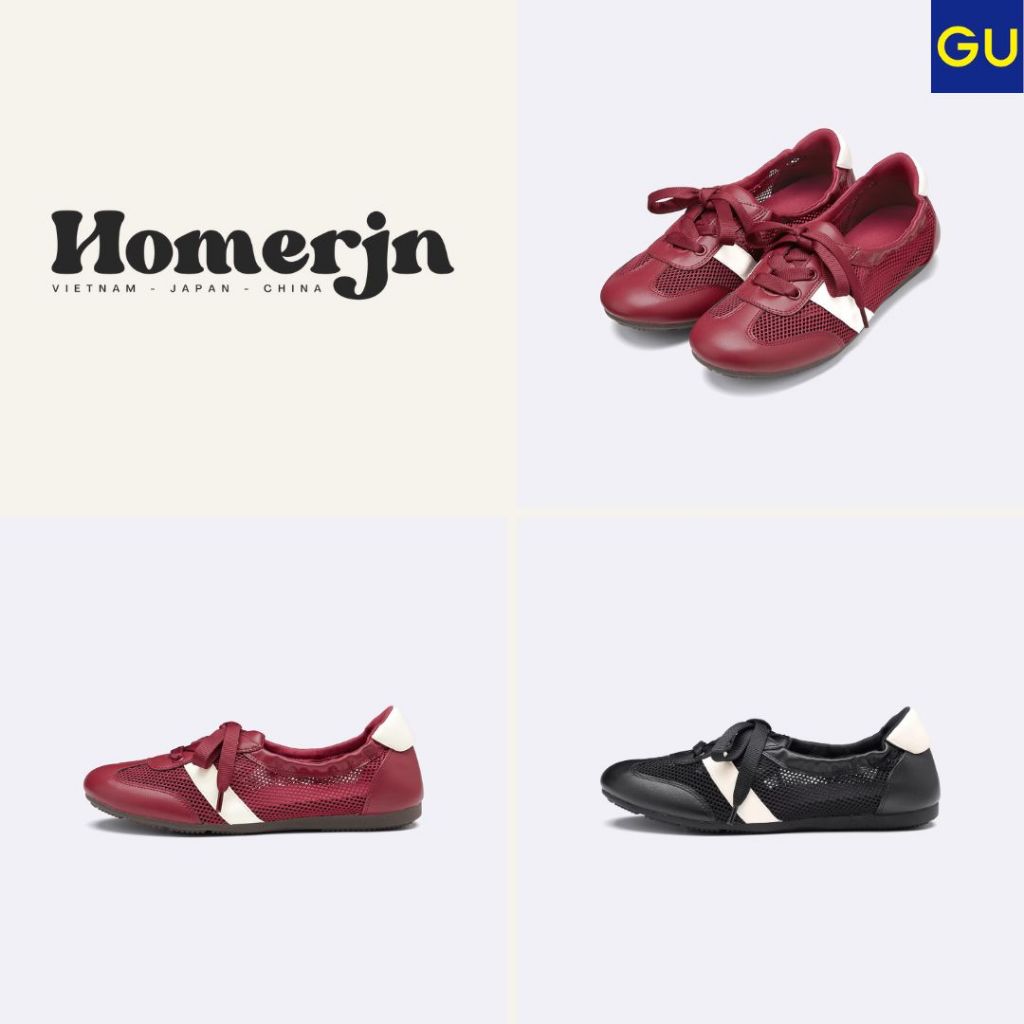 [GU JAPAN] Giày Búp Bê Thể Thao Nữ Thoáng Khí GU Mesh Gathered Ballet Sneakers