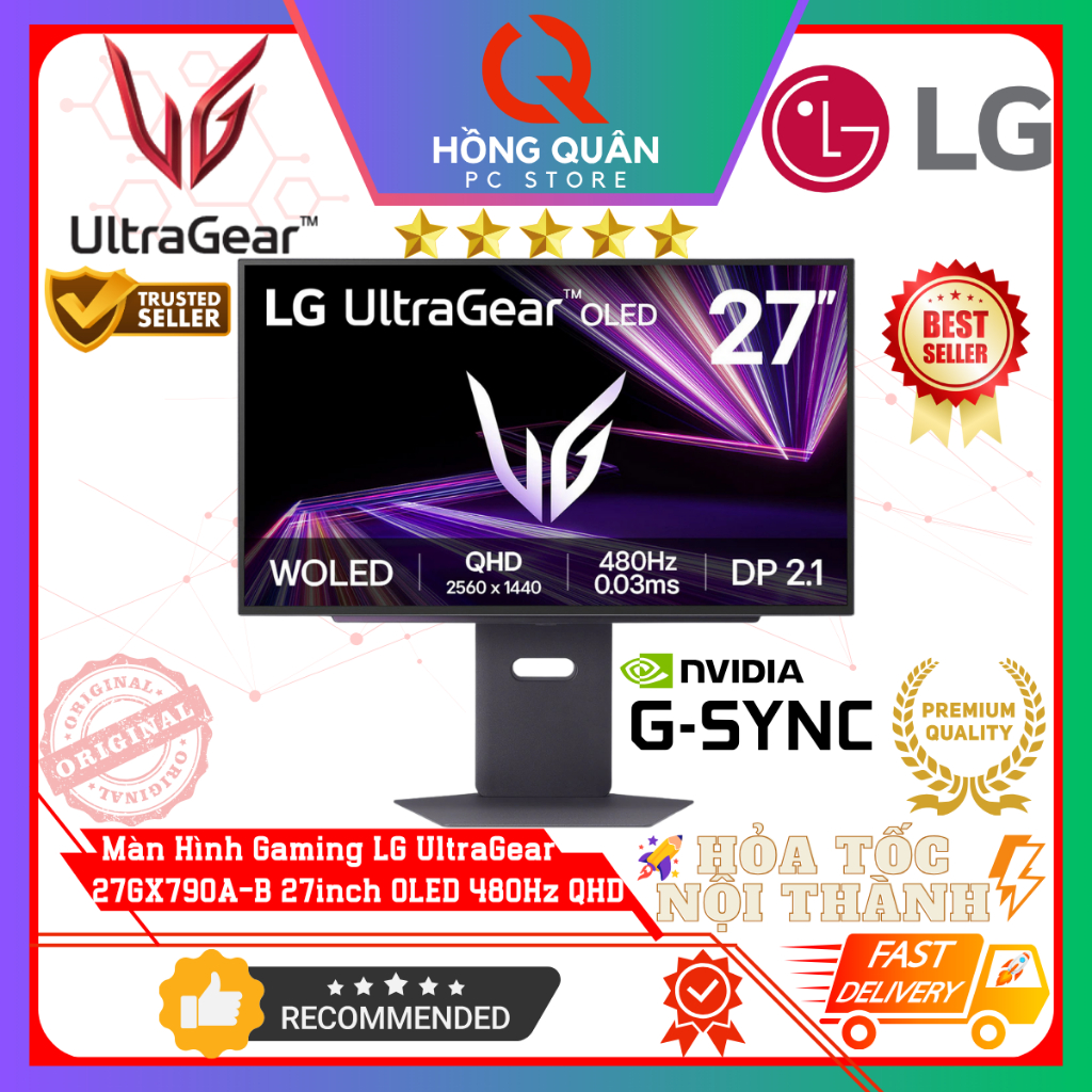 Màn Hình Gaming LG UltraGear 27GX790A-B 27inch 2K 480Hz OLED 0.03ms GtG DisplayHDR True Black 400 Ne