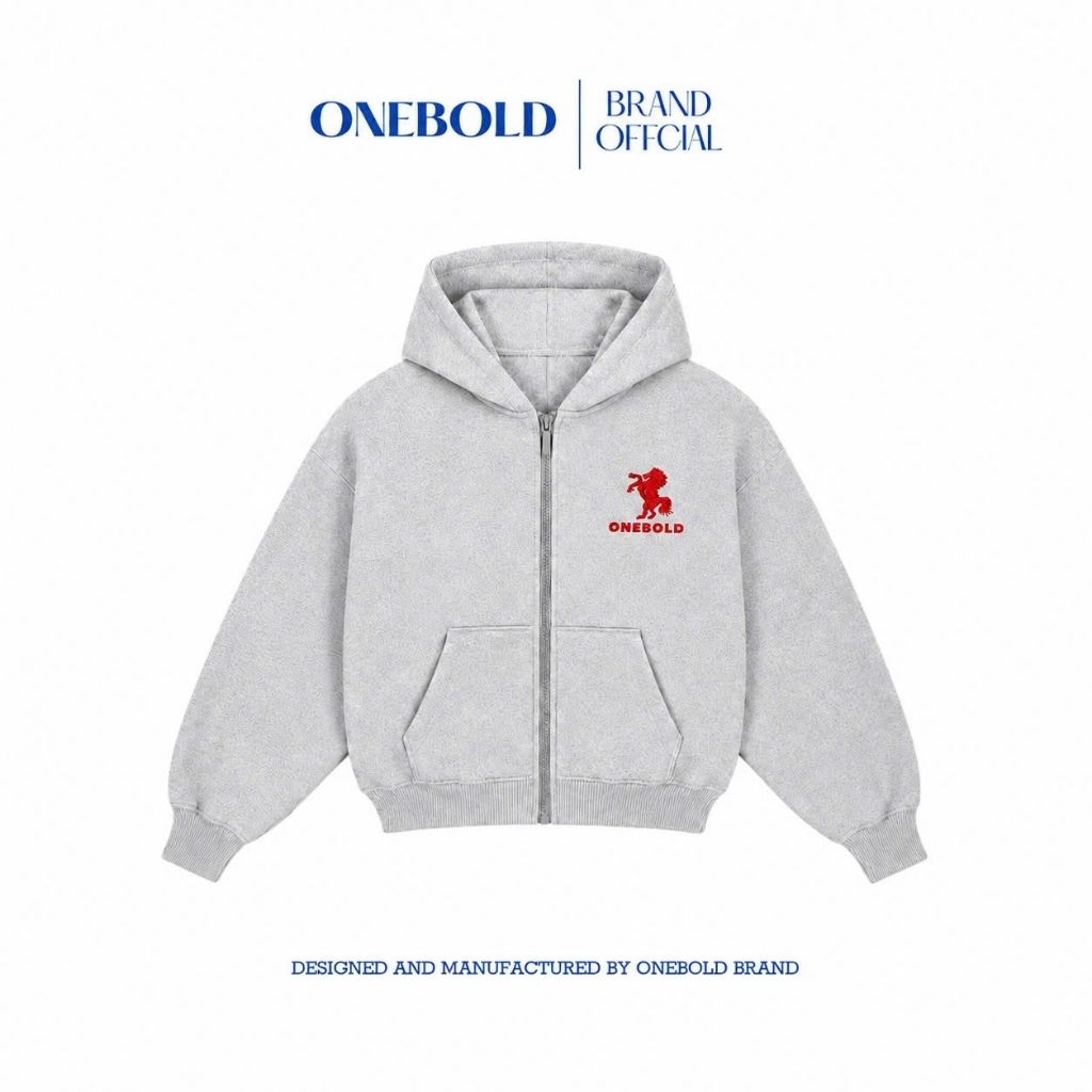 Áo Khoác HOODIE ZIP "THÊU NGỰA" ONEBOLD Chất Nỉ Chân Cua 380GSM,Áo Nỉ Form Rộng Mũ To Nam Nữ Basic | BigBuy360 - bigbuy360.vn