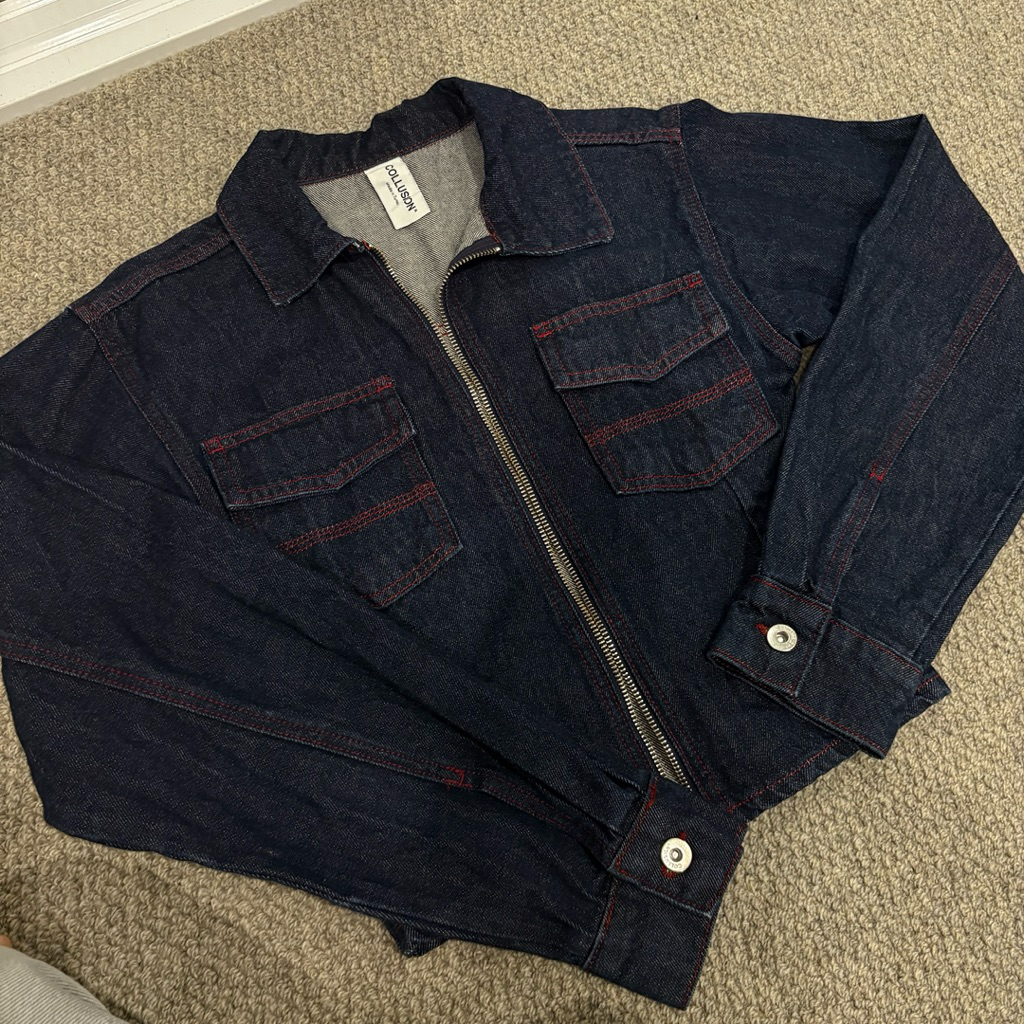 Áo denim jacket COLLUSION SIZE XS | COLLUSION fitted denim jacket | Áo secondhand Úc denim jacket si