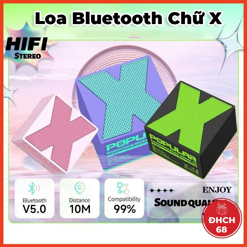 Loa Bluetooth Mini Chữ X 360 ° Âm Thanh Nổi Âm Trầm Tuyệt Vời, Loa Bluetooth Không Dây Hỗ Trợ Nhạc V