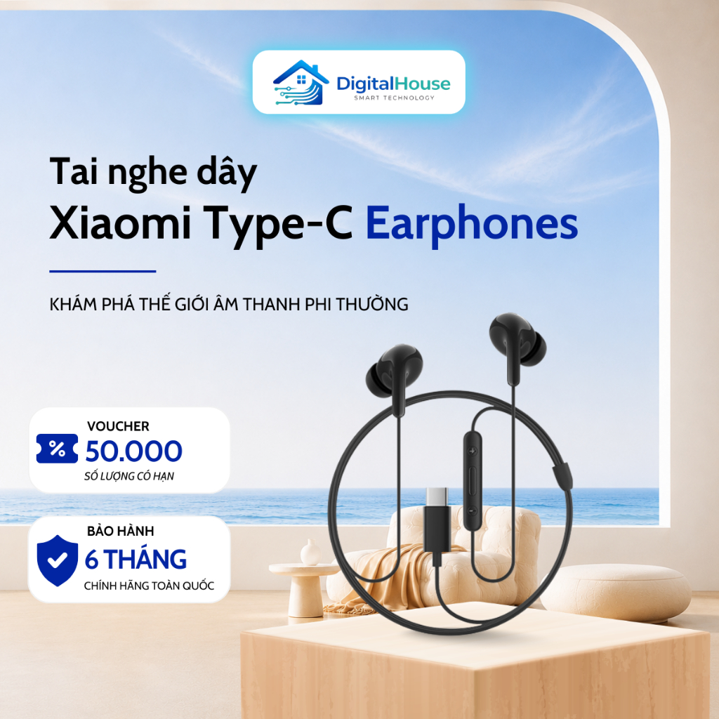 Tai Nghe Có Dây Xiaomi Type-C Earphone Tai Nghe Kết Nối Type-C - Driver 12.4mm, Mic Rõ Ràng