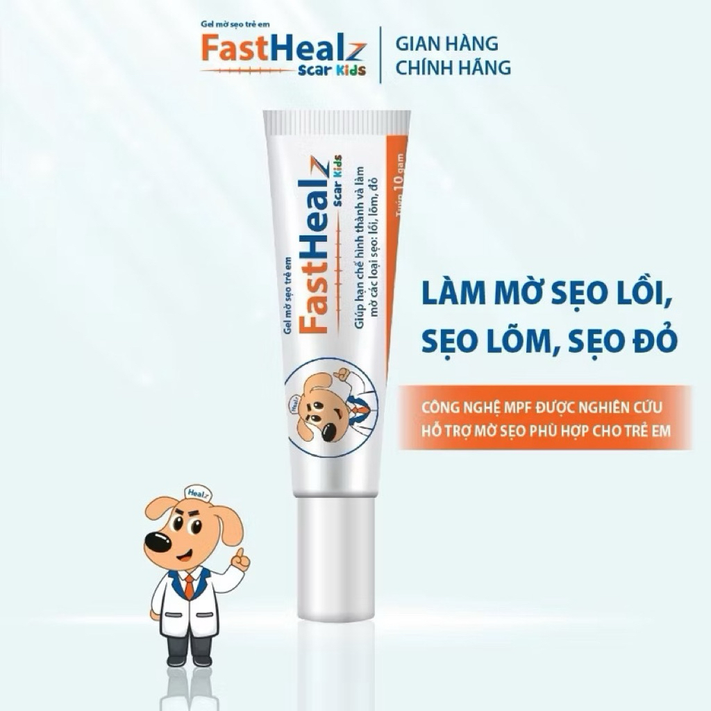 Gel mờ sẹo Fasthealz scar kids 12g - Hỗ trợ làm mờ sẹo thâm, sẹo lõm, sẹo đỏ cho bé Novocare