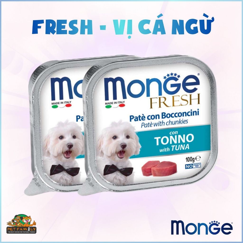 Pate cho Chó Monge Fresh - Vị CÁ NGỪ - Pate Monge không chất bảo quản, hộp 100gram 301C
