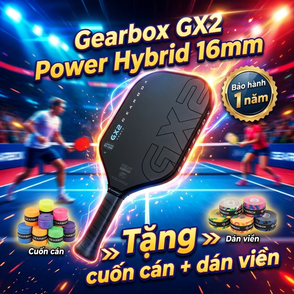 Vợt Pickleball Gearbox GX2 Power 16mm mới nhất bảo hành 1 năm