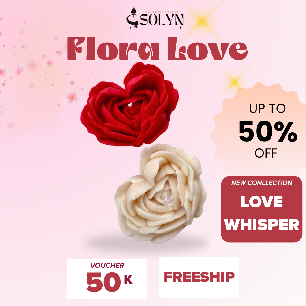 Nến Thơm Handmade Candles SOLYN Flora Love Hương Hoa Anh Đào & Tuyết Tùng Decor Phòng