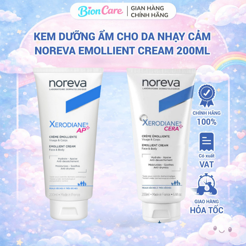 Kem Dưỡng Ẩm Cho Da Nhạy Cảm Noreva Xerodiane CERA+ Emollient Cream 200ml