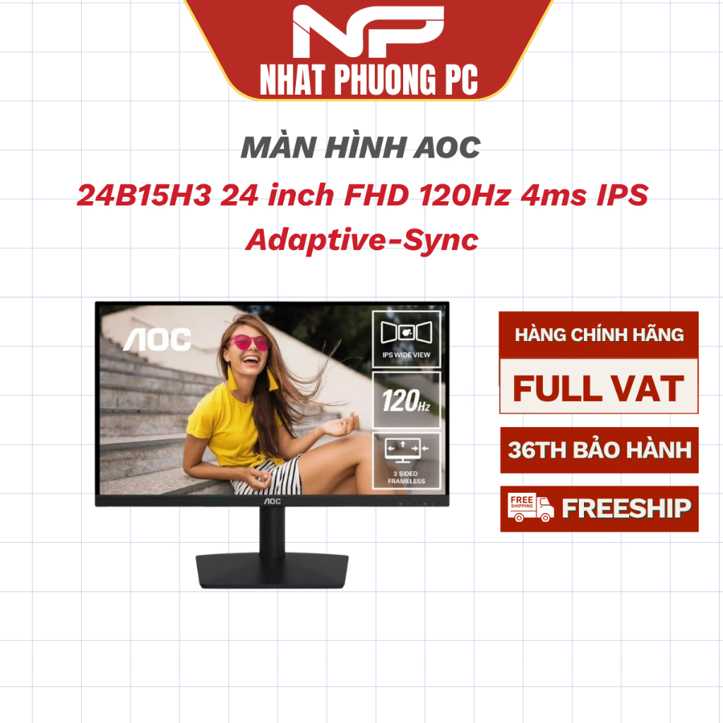Màn hình AOC 24B15H3 24 inch FHD 120Hz 4ms IPS Adaptive-Sync