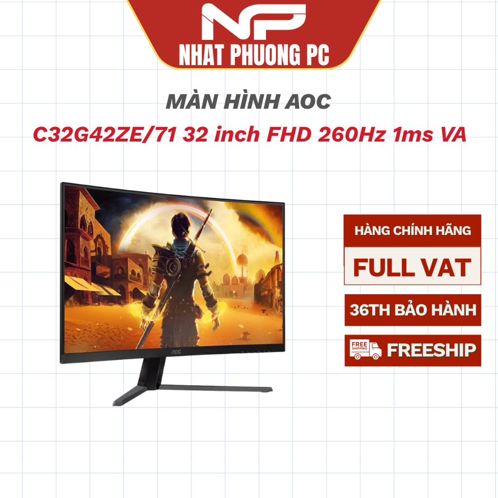 Màn hình Gaming AOC C32G42ZE/71 32 inch FHD 260Hz 1ms VA Cong