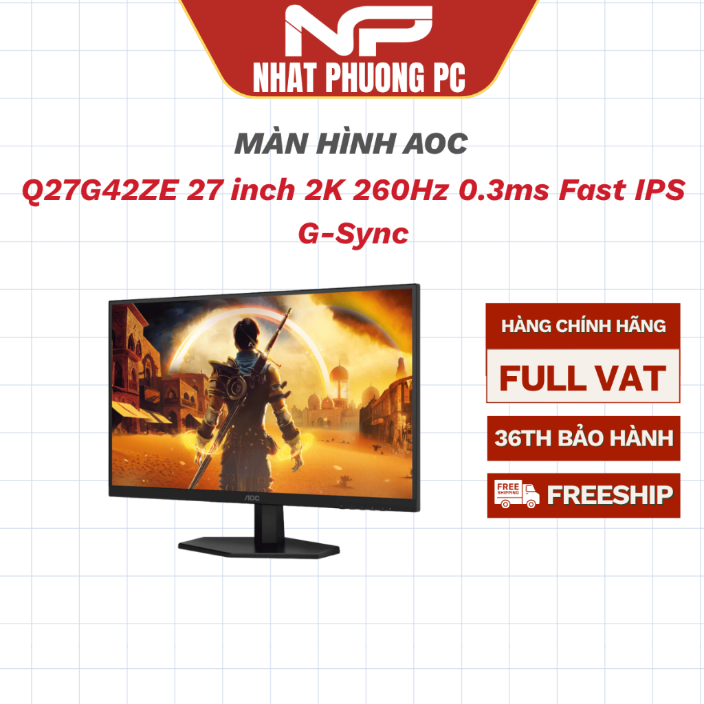 Màn hình Gaming AOC Q27G42ZE 27 inch 2K 260Hz 0.3ms Fast IPS G-Sync