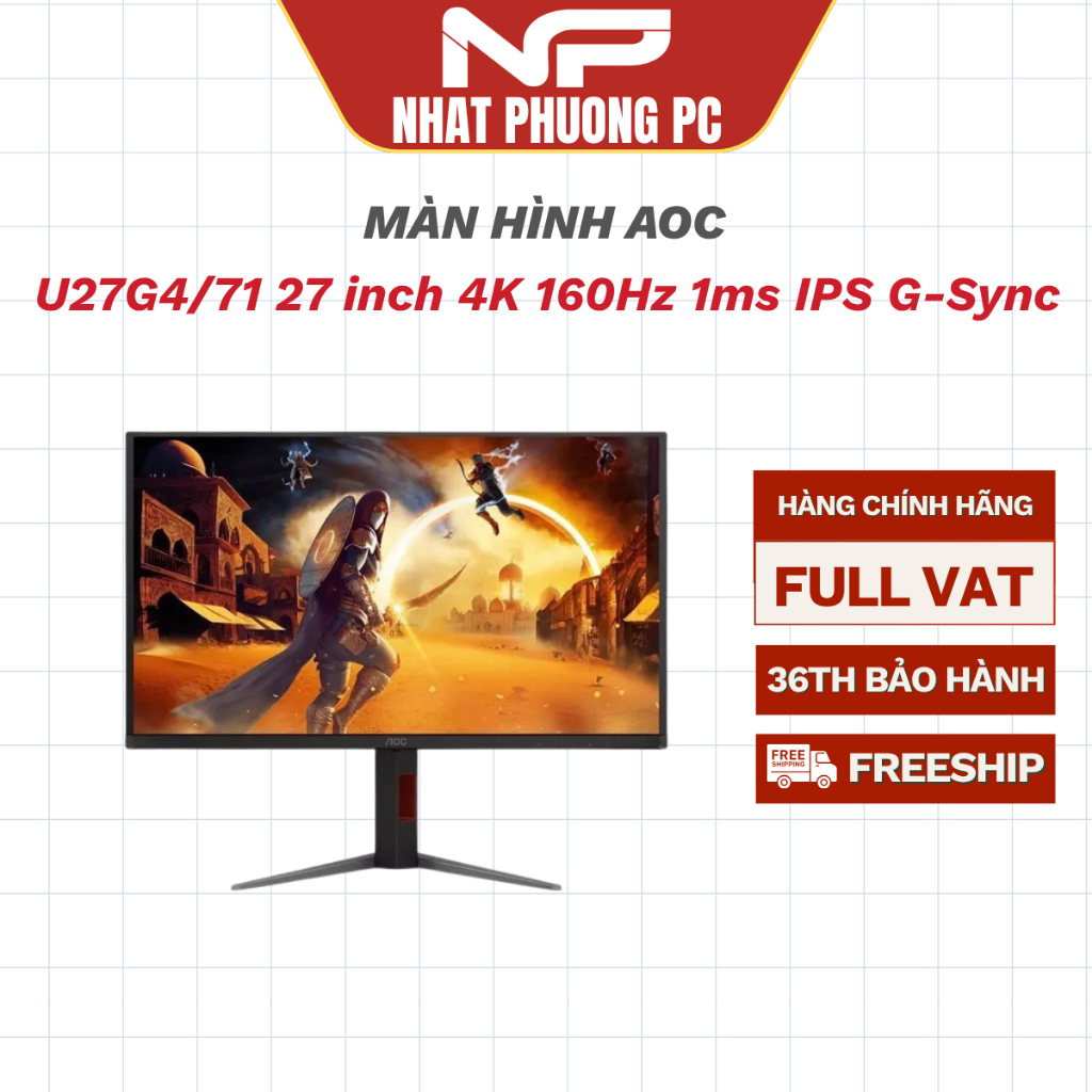Màn Hình Gaming AOC U27G4/71 27 inch 4K 160Hz 1ms IPS G-Sync