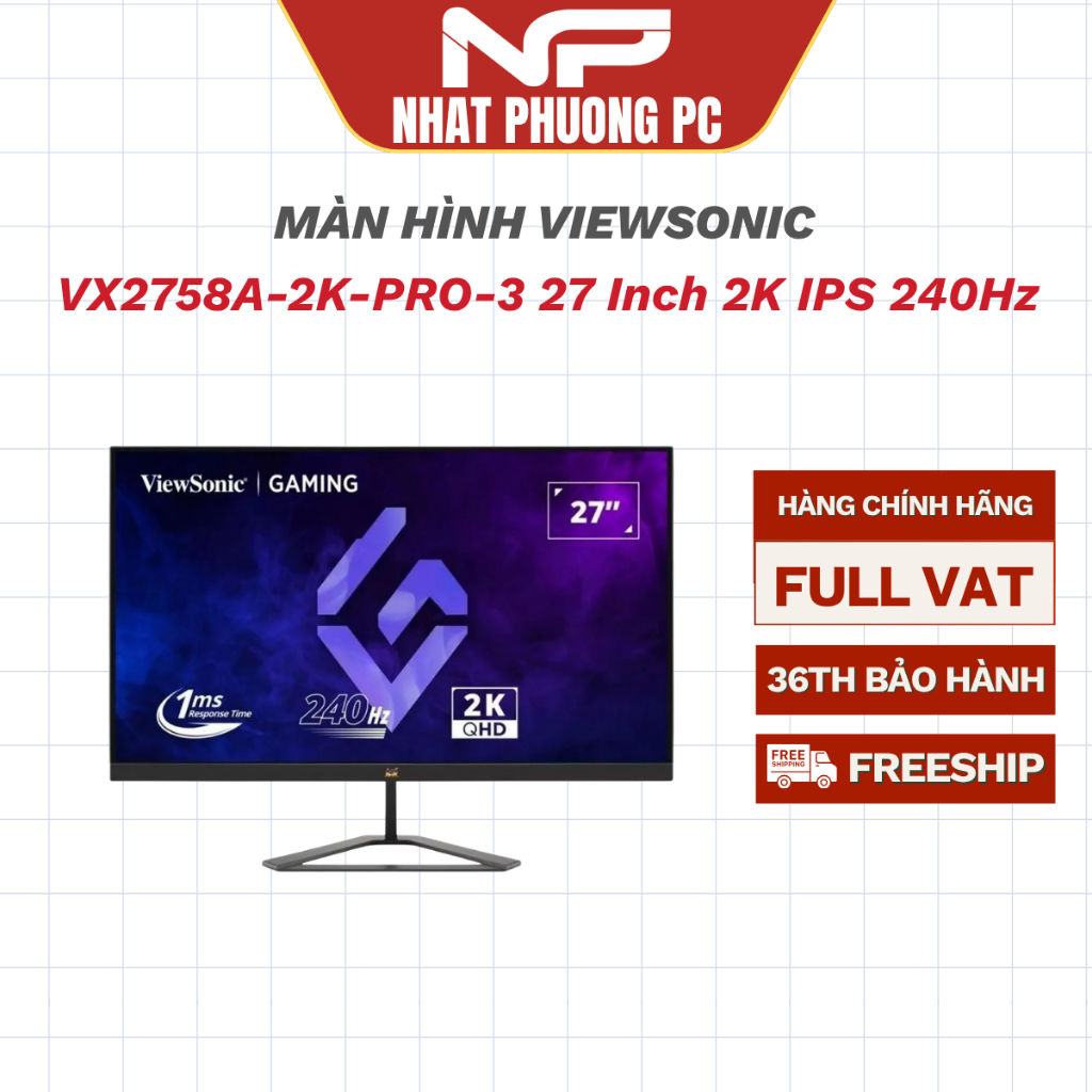 Màn hình Gaming ViewSonic VX2758A-2K-PRO-3 27 Inch 2K IPS 240Hz 1ms