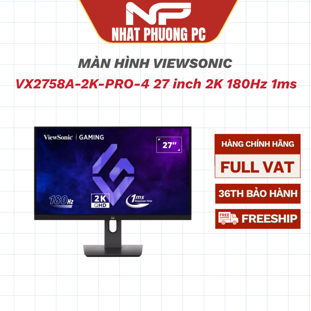 Màn hình Gaming ViewSonic VX2758A-2K-PRO-4 27 inch 2K 180Hz 1ms