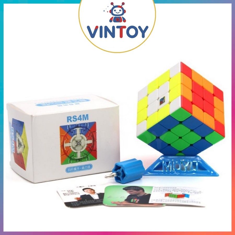Rubik 4x4 MoYu RS4 M 4x4 RS4M Rubic Nam Châm 4 Tầng Stickerless Đồ Chơi Trí Tuệ Trẻ Em