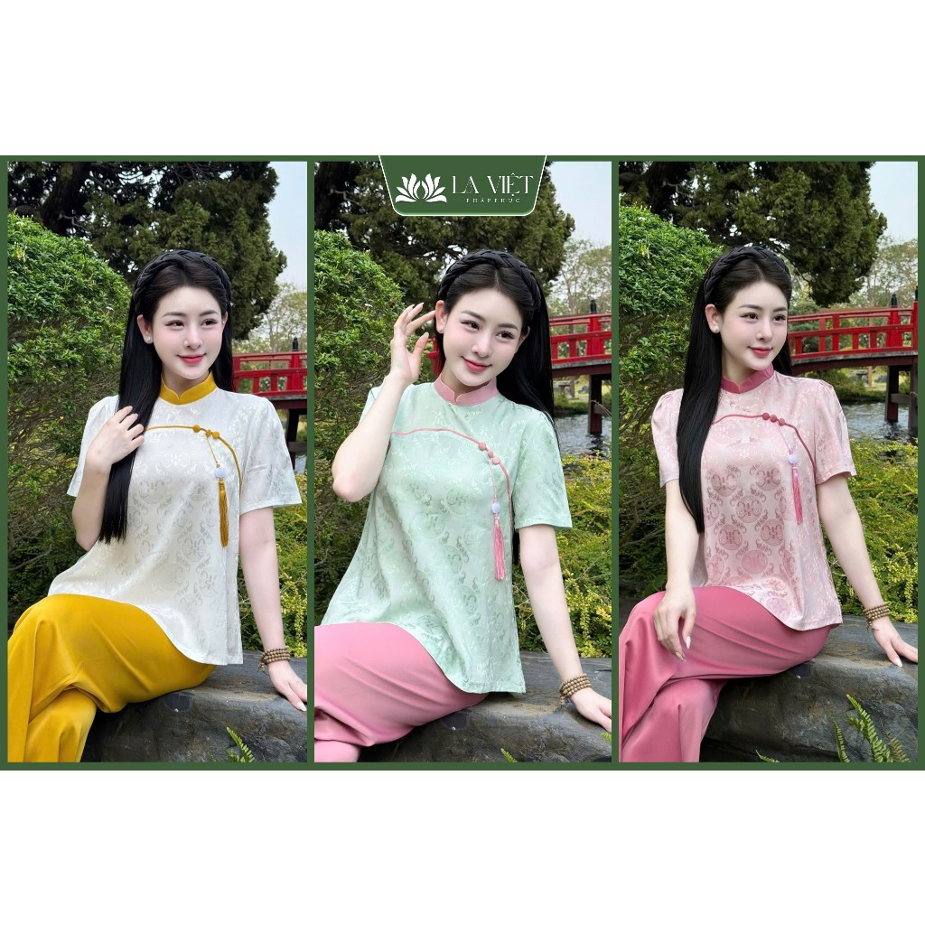 Pháp Phục Nữ Chất Lụa Gấm Chữ Thọ Mềm Mại Tặng Kèm Charm Tiểu Thư Và Sang Trọng - LA VIỆT LV22