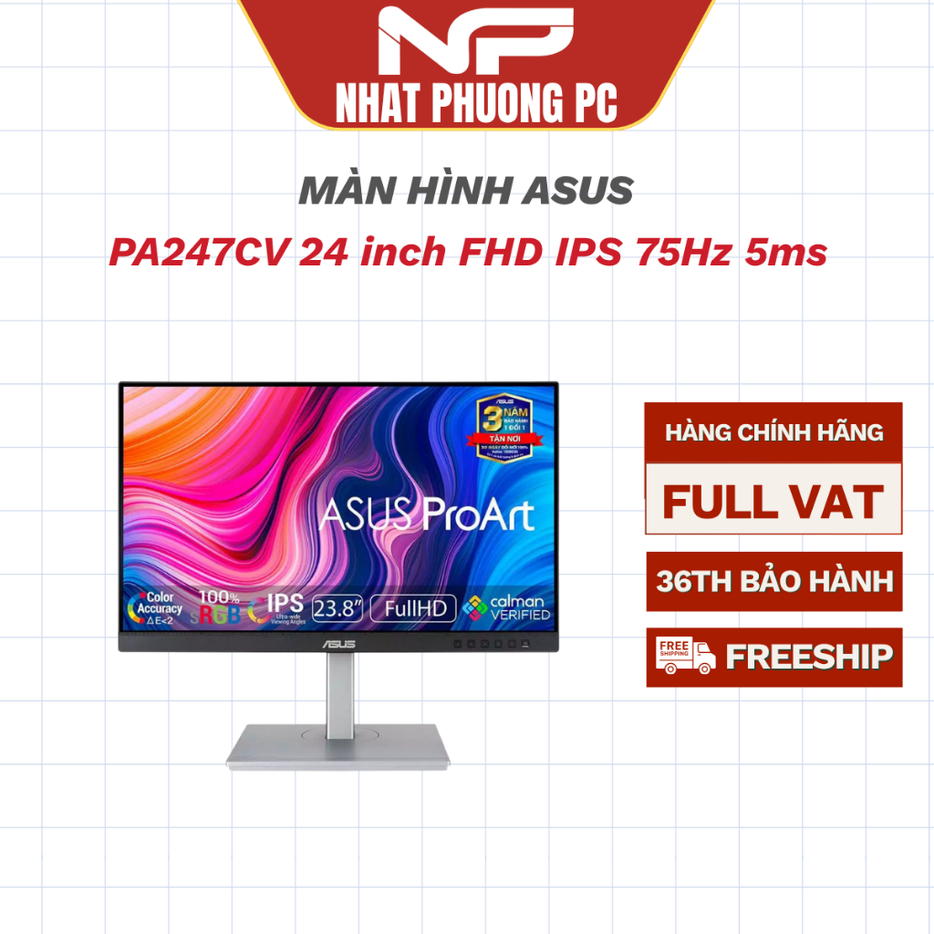 Màn hình Asus ProArt PA247CV 24 inch FHD IPS 75Hz 5ms