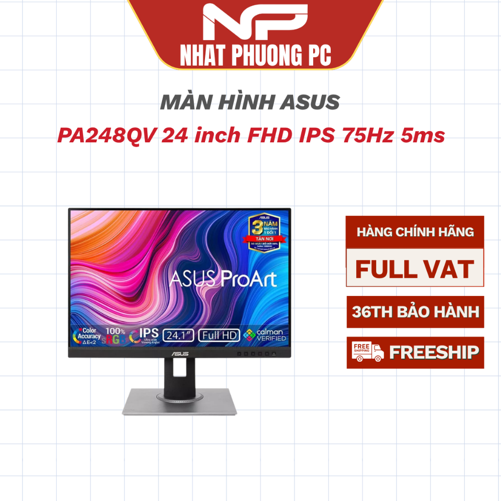 Màn hình Asus ProArt PA248QV 24 inch FHD IPS 75Hz 5ms