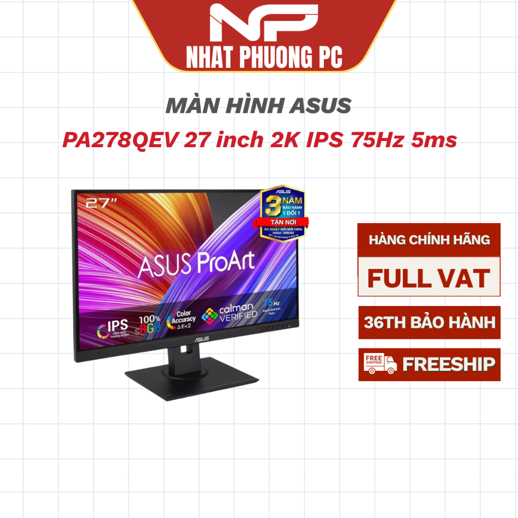 Màn hình Asus ProArt PA278QEV 27 inch 2K IPS 75Hz 5ms