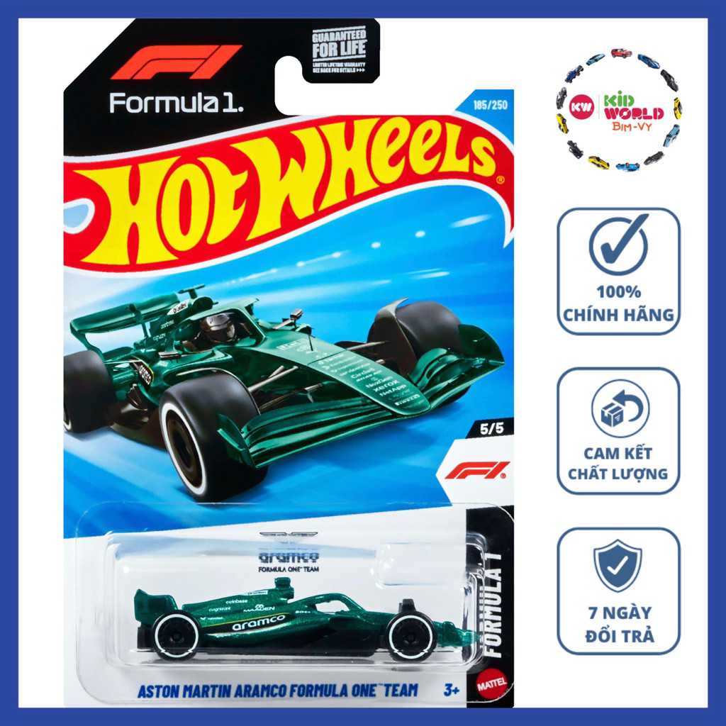 Xe mô hình Hot Wheels basic Aston Martin Aramco Formula One Team JJK25.