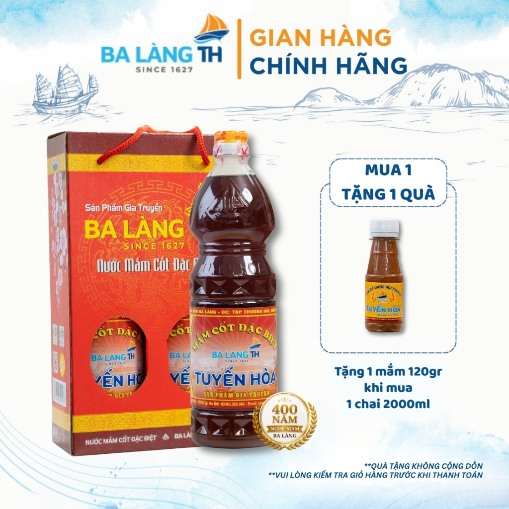Xách Nước Mắm Cốt Đặc Biệt Ba Làng TH 900ml Combo 2 Chai