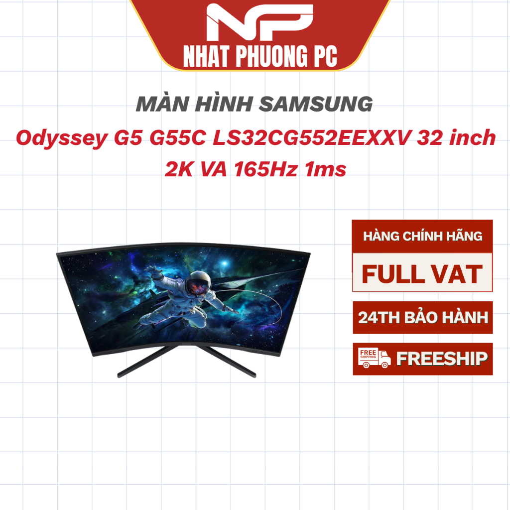 Màn hình cong Samsung Odyssey G5 G55C LS32CG552EEXXV 32 inch 2K VA 165Hz 1ms