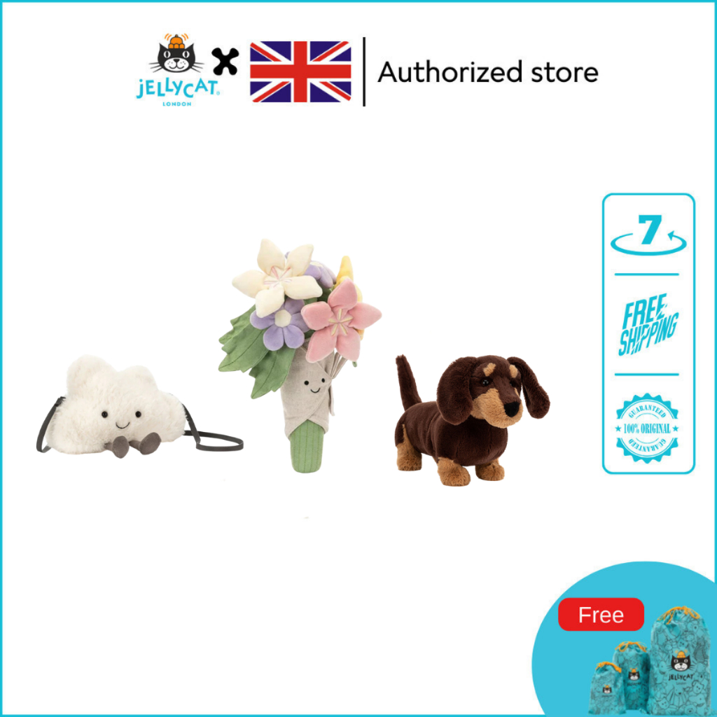 【Hàng có sẵn】Jellycat Amuseable Cloud Bag Bouquet of Flowers Sausage Dog 100% chính hãng Quà tặng dị
