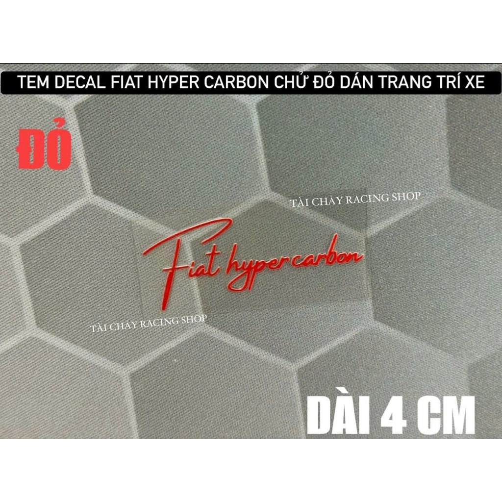 [ 1 TEM ] TEM DECAL Fiat Hyper Carbon ĐỎ DÁN TRANG TRI XE