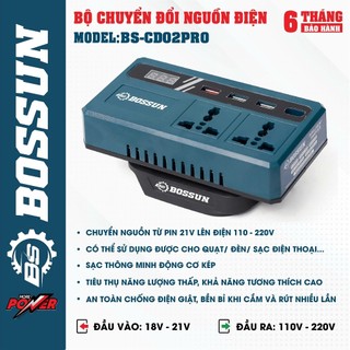 [Nhiều Ổ Cắm] Đế chuyển đổi nguồn điện BS BOSSUN BS-CD02PRO, Chuyển từ 21v lên 220v, Chân phổ thông