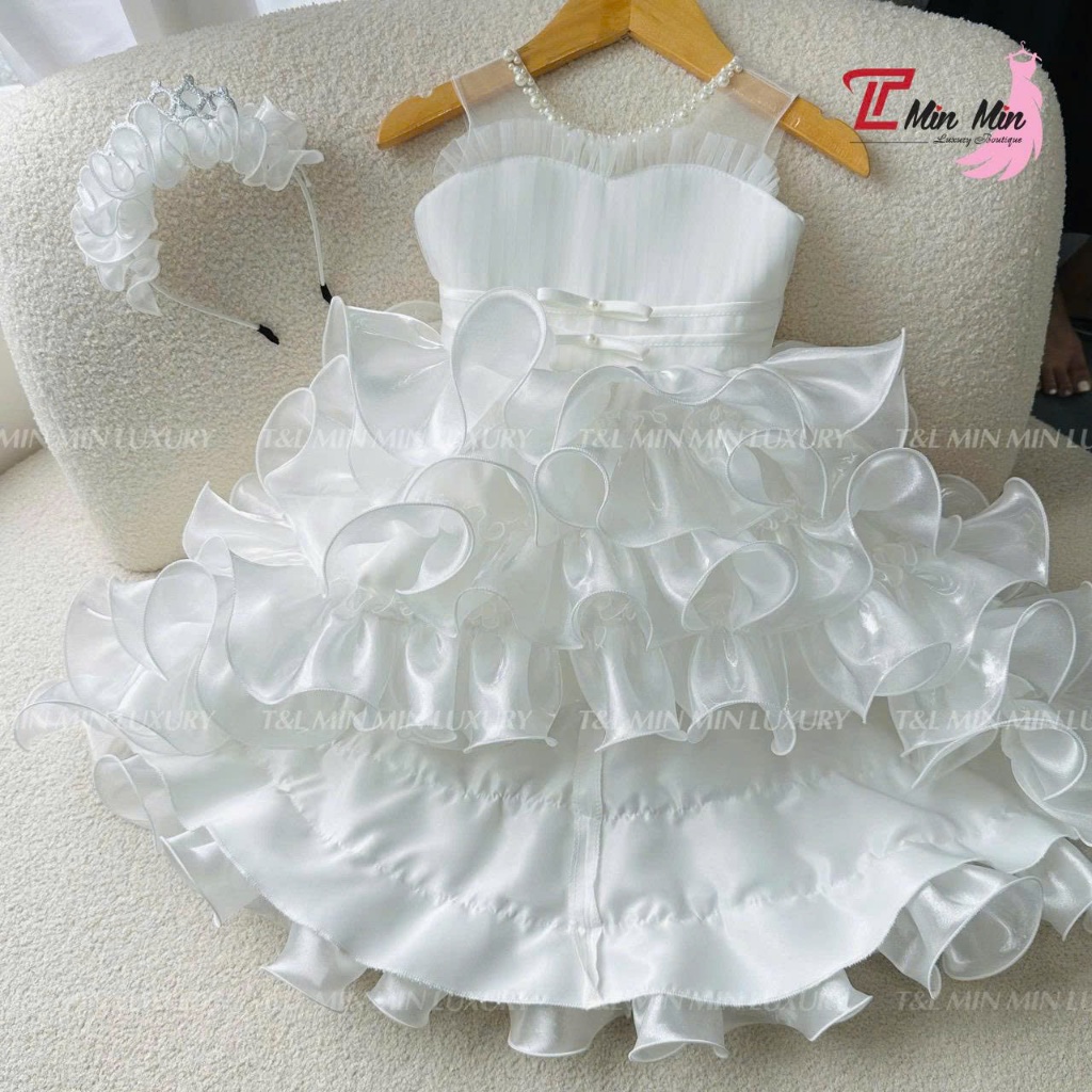 LT88 - Váy đầm công chúa cao cấp - Thiết kế dáng xếp tầng đuôi dài