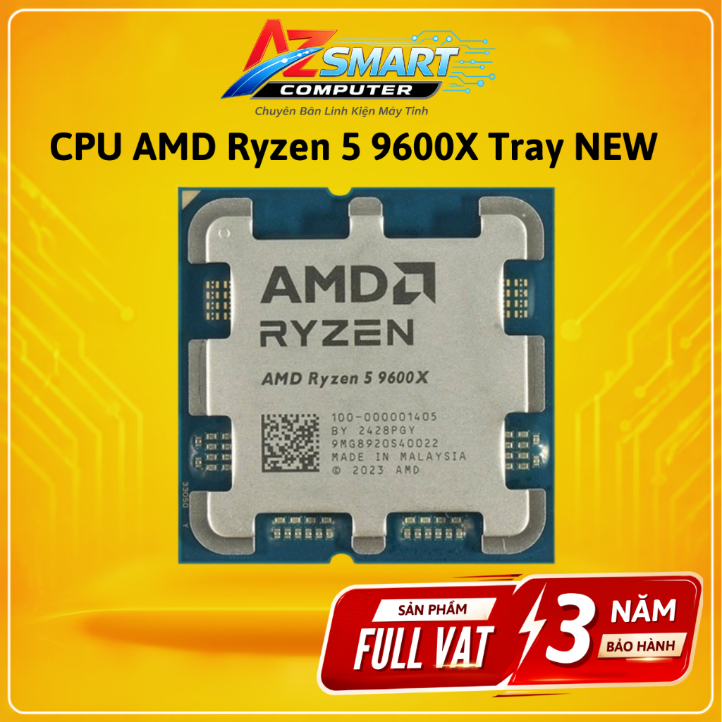 CPU AMD Ryzen 5 9600X Tray 6 Nhân 12 Luồng Bảo Hành 36 Tháng Full VAT AZsmart PC