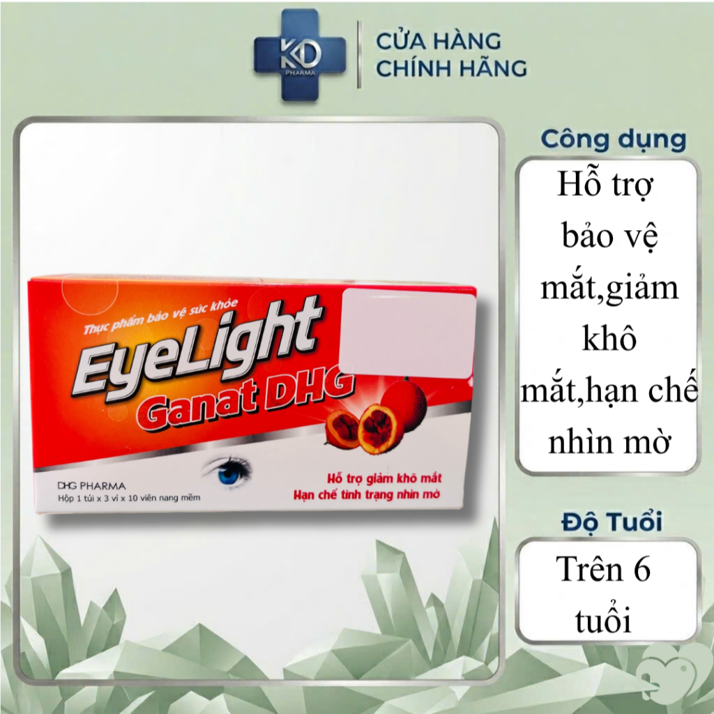 Viên uống DHG Eyelight Ganat Hỗ trợ bảo vệ mắt (Hộp 30 viên)
